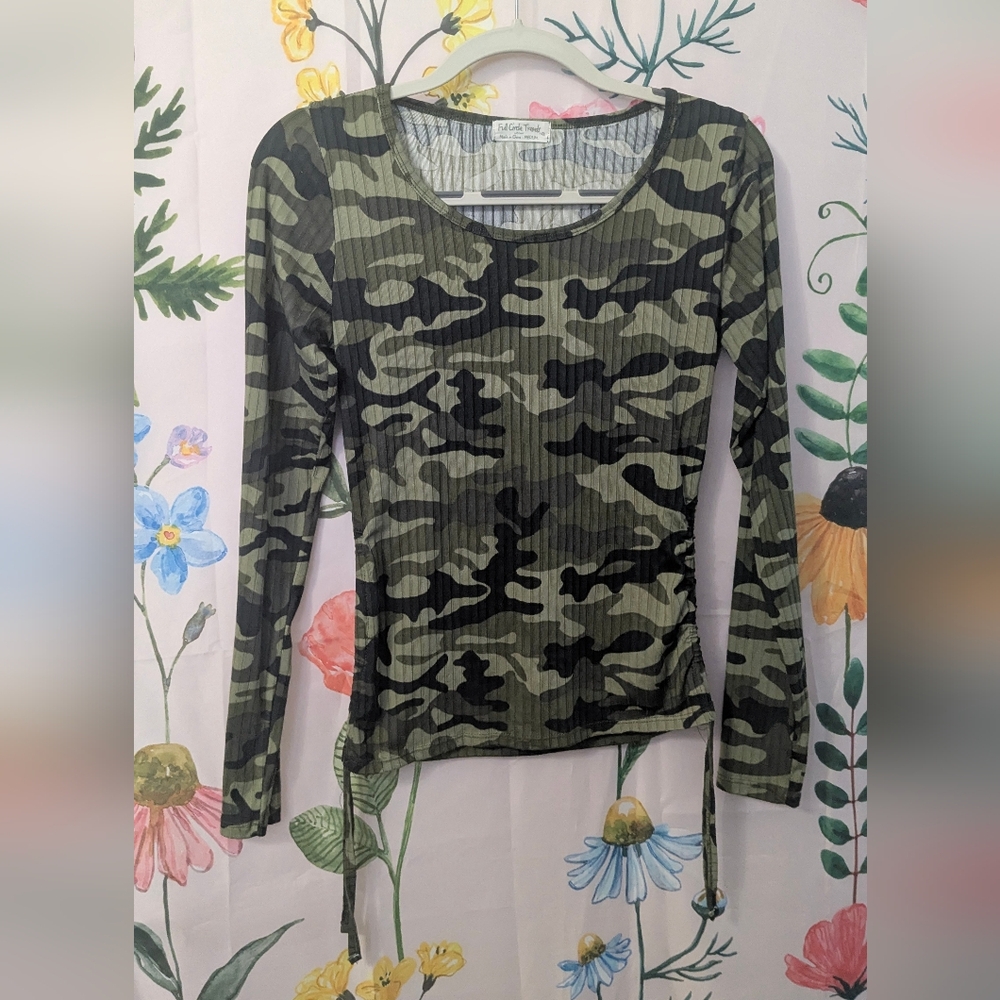 Full Circle Trends Camouflage Long Sleeve Top